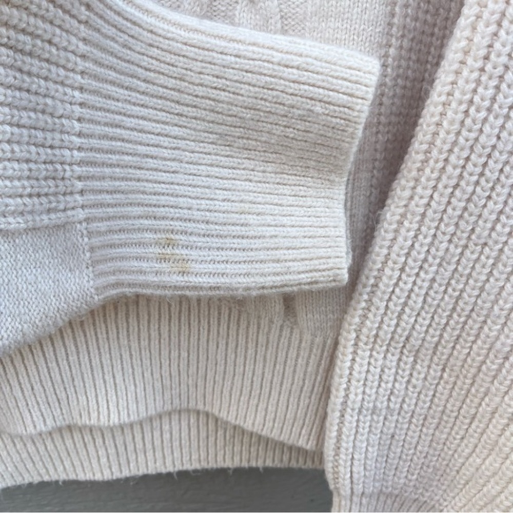 Urban Outfitters Cream Sweater Medium 1/4 Zip Dolman Sleeve Chunky Knit Cable‎ - Picture 8 of 13